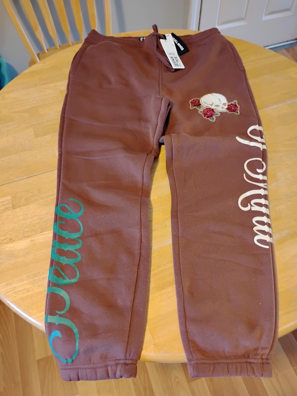Men's Rebel Minds Skull & Rose Graphic Joggers with Teal Script